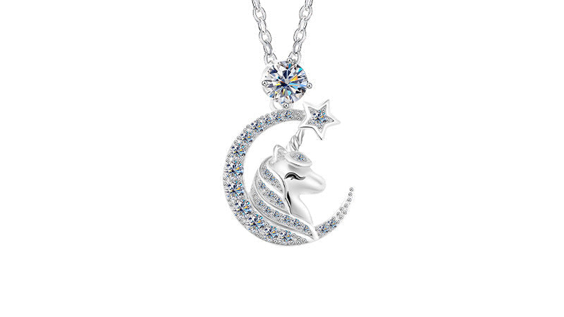 Lucky Unicorn Silver Necklace