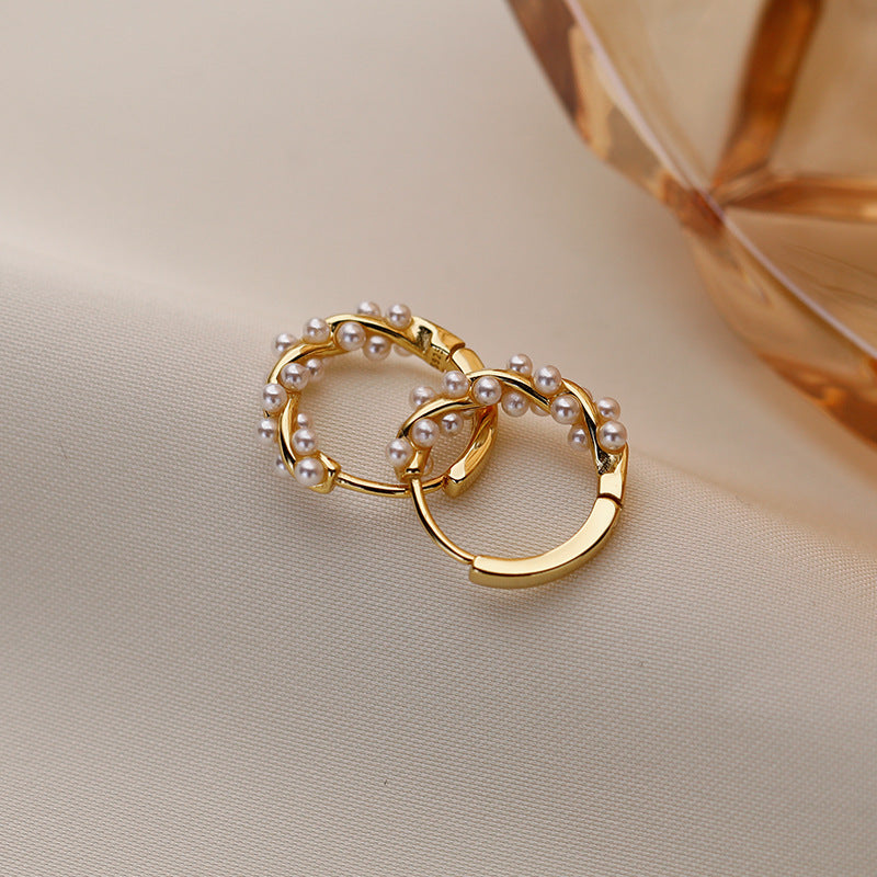 Serene Pearl Bloom Hoops