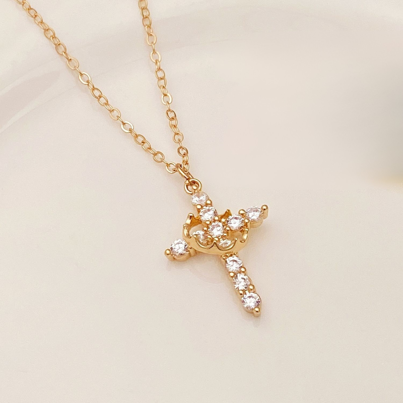Cross with Rotating Crown Necklace