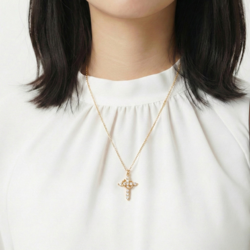Cross with Rotating Crown Necklace