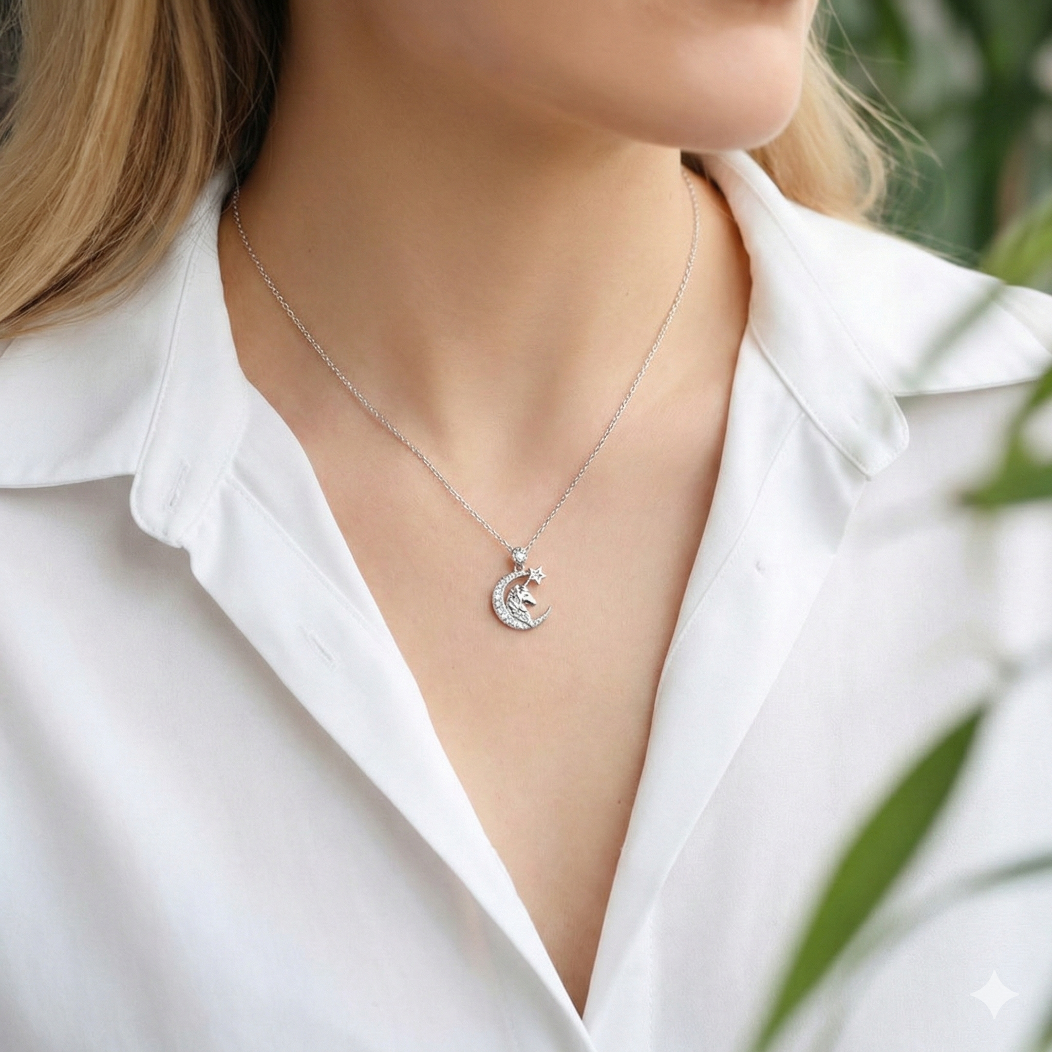 Lucky Unicorn Silver Necklace