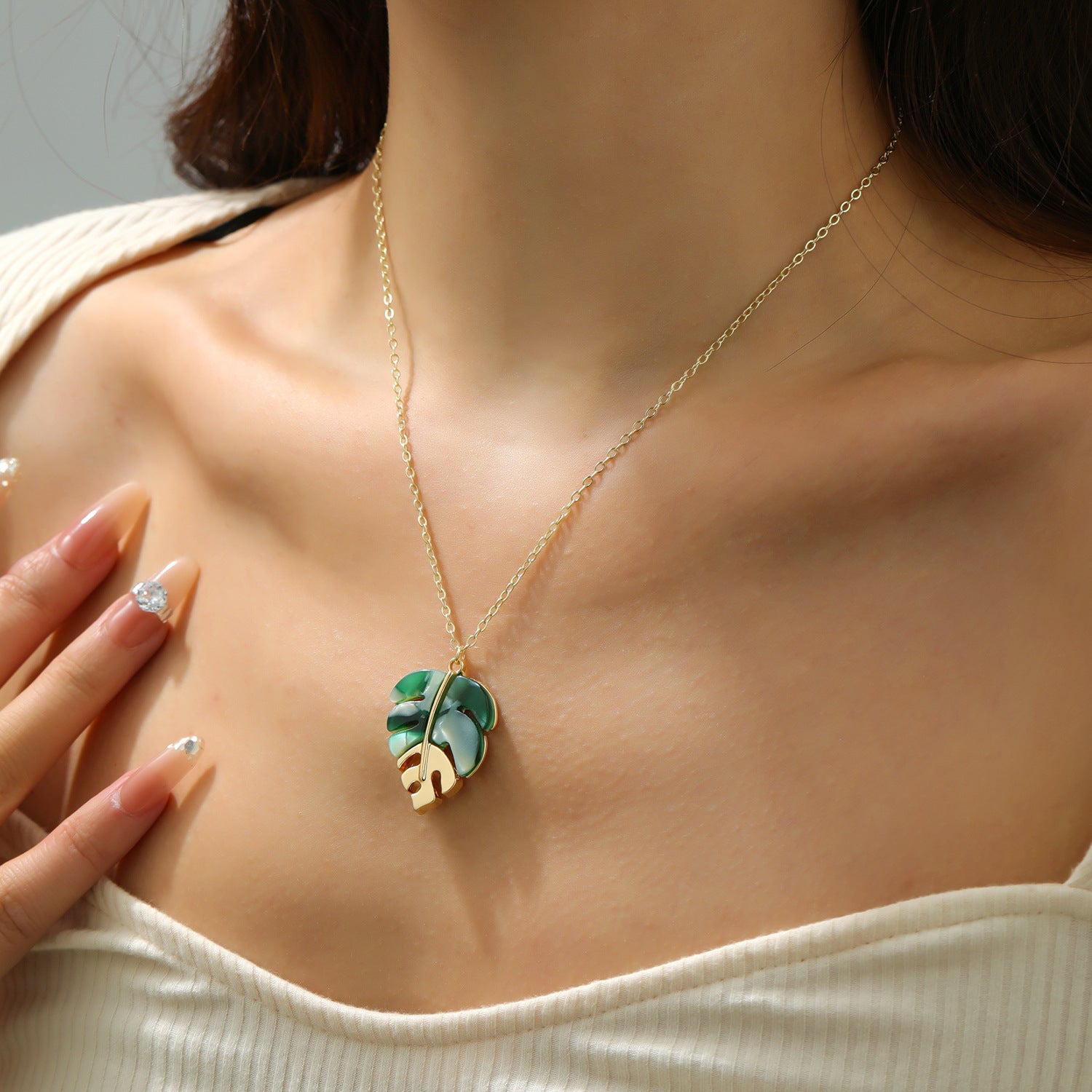 Leaf Trendy Style Gold Plated Necklace