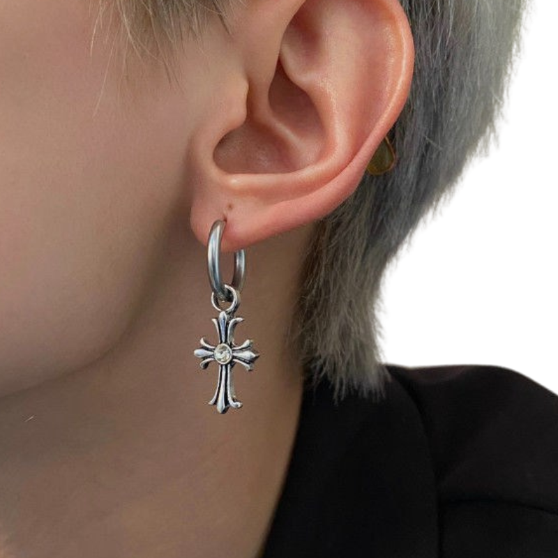 Diamond Cross Earrings